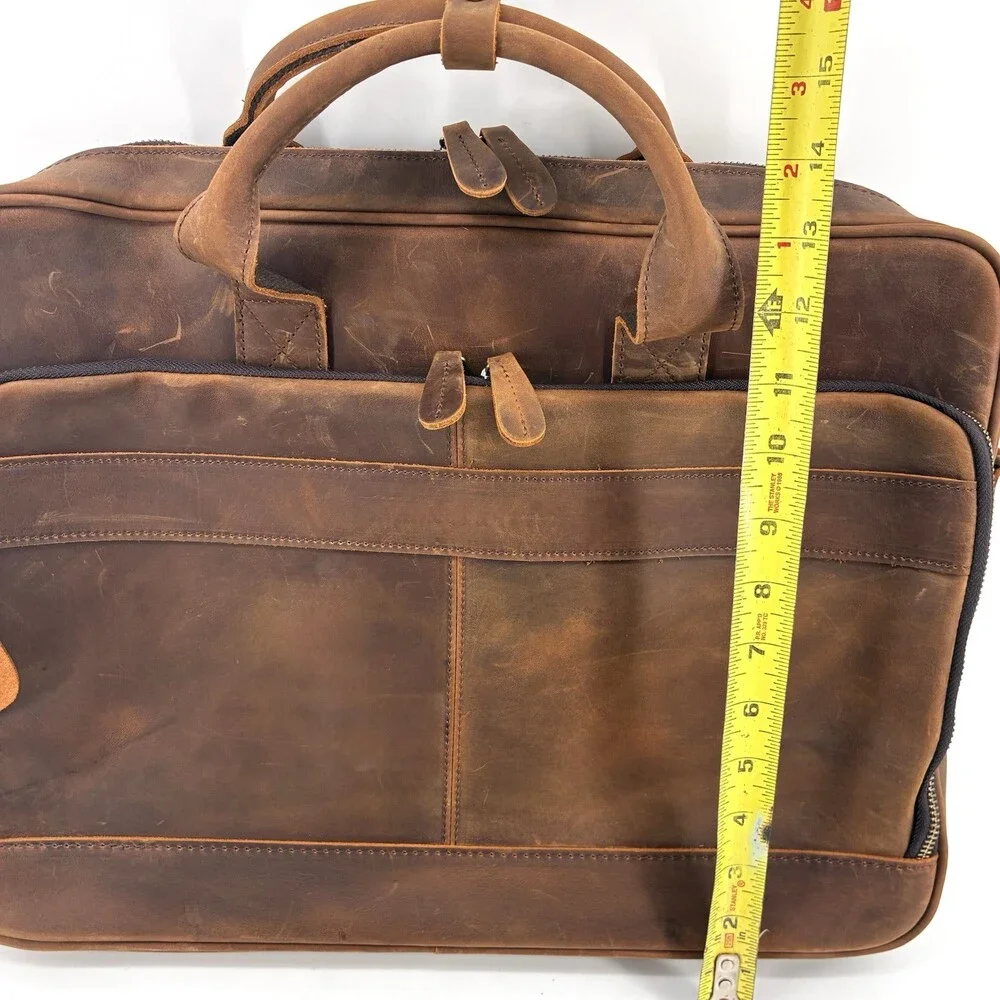 Genuine Leather Crazy Horse Distressed Briefcase Messenger Laptop Bag NWT